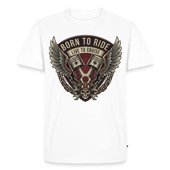 Moto Biker V-Twin Moteur Skull Skull Rocker - T-shirt Premium bio Homme - blanc - Devant - Nico (187cm)
