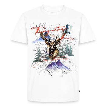 Deer Antler Mountains - Men's Premium Organic T-Shirt - white - Front - Nico (187cm)