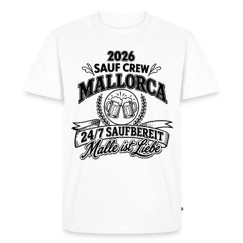 Malle 2026 Sauf Crew 24/7 saufbereit, Malle ist... - Men's Premium Organic T-Shirt - white - Front - Nico (187cm)