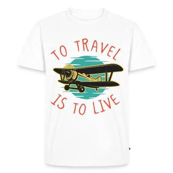 To Travel Is To Live – Vintage Biplane Art - Men's Premium Organic T-Shirt - white - Front - Nico (187cm)