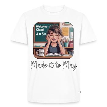 Drôle arrivé à May Teacher Girls le dernier jour - T-shirt Premium bio Homme - blanc - Devant - Nico (187cm)