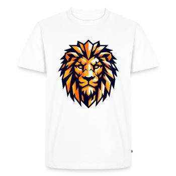 Geometric Lion Orange Black - Men's Premium Organic T-Shirt - white - Front - Nico (187cm)