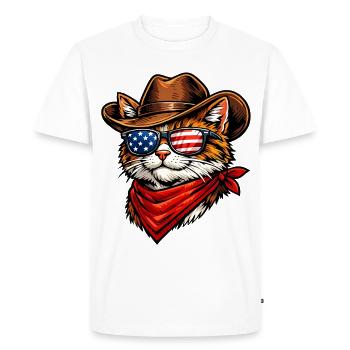 Cat Cowboy USA - Men's Premium Organic T-Shirt - white - Front - Nico (187cm)
