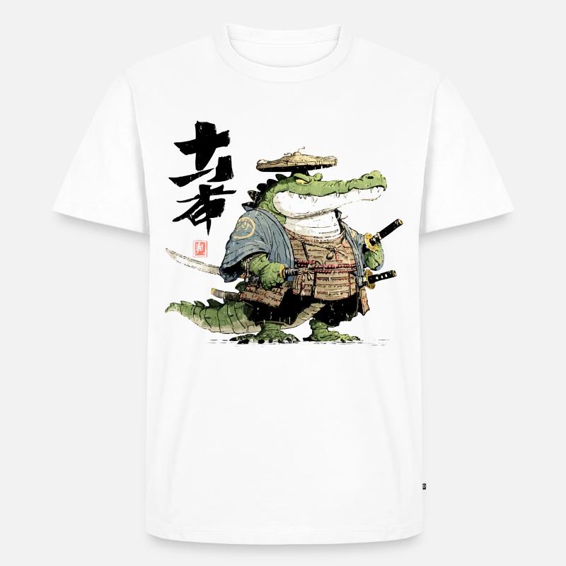 Alligator-Samurai-Duellant - Männer Premium Bio T-Shirt - Weiß