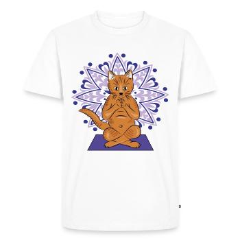 Mandala méditatif du chat - T-shirt Premium bio Homme - blanc - Devant - Nico (187cm)