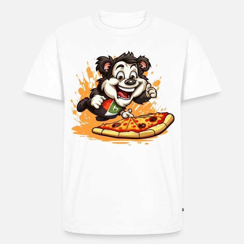 Pizza Panda Sprint - Männer Premium Bio T-Shirt - Weiß