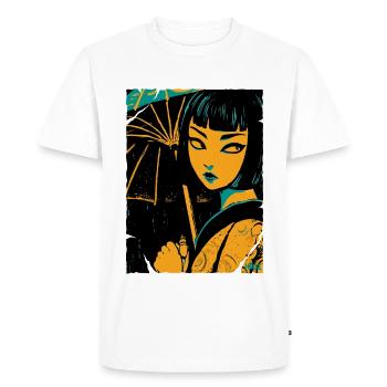 Geishas en lumière néon - T-shirt Premium bio Homme - blanc - Devant - Nico (187cm)