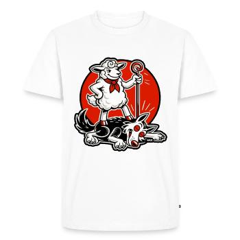 Sheep Hero With Crook - Men's Premium Organic T-Shirt - white - Front - Nico (187cm)