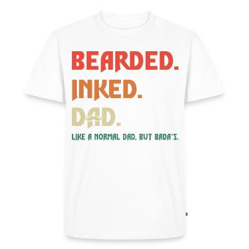 Papa barbu à l’encré – Papa cool avec un t-shirt barbe - T-shirt Premium bio Homme - blanc - Devant - Nico (187cm)