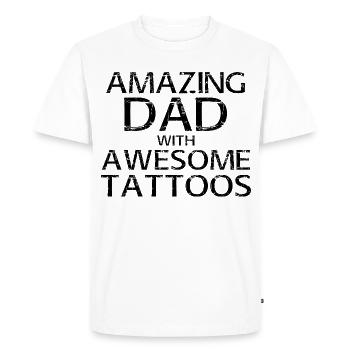 Amazing Dad With Awesome Tattoos Funny Gift - Men's Premium Organic T-Shirt - white - Front - Nico (187cm)