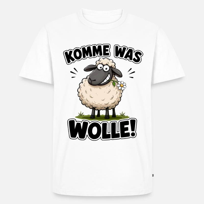 Komme Was Wolle – Schmuse-Schaf Design - Männer Premium Bio T-Shirt - Weiß