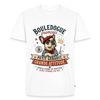 Bulldog Français Attitude - T-shirt Premium bio Homme - blanc - Devant - Nico (187cm)