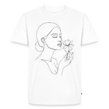Unisex Line Art T-Shirt I Face Sketch Woman - Men's Premium Organic T-Shirt - white - Front - Nico (187cm)