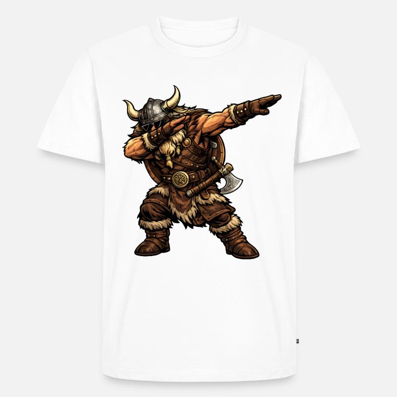 Dabbing Wikinger - Männer Premium Bio T-Shirt - Weiß