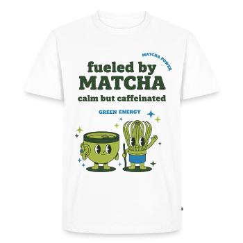 Alimenté par le matcha, une énergie verte calme mais caféinée - T-shirt Premium bio Homme - blanc - Devant - Nico (187cm)