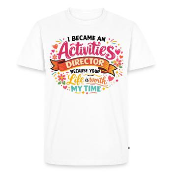 Animateur de Vie : Un Métier Passionnant - T-shirt Premium bio Homme - blanc - Devant - Nico (187cm)