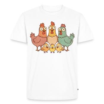 Famille des poulets - T-shirt Premium bio Homme - blanc - Devant - Nico (187cm)