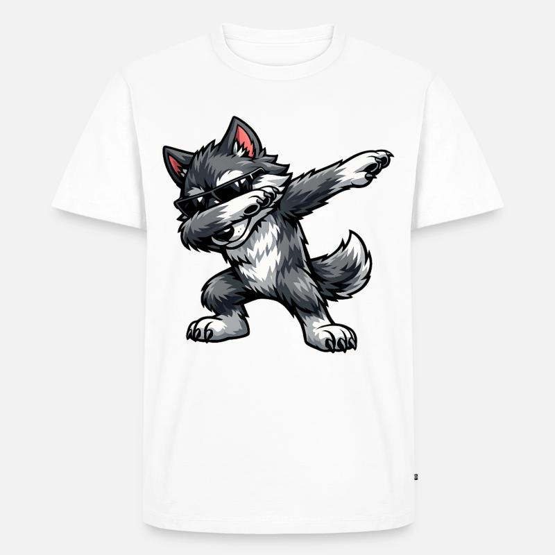 Dabbing Wolf - Männer Premium Bio T-Shirt - Weiß