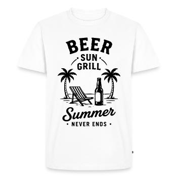 BEER SUN GRILL SUMMER NEVER ENDS Holiday - Men's Premium Organic T-Shirt - white - Front - Nico (187cm)