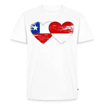 Chile Poland flag heart used - Men's Premium Organic T-Shirt - white - Front - Nico (187cm)
