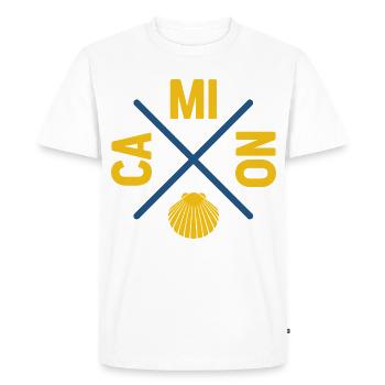 Buen Camino 2026 | Way of St. James, Pilgrims, Santiago - Men's Premium Organic T-Shirt - white - Front - Nico (187cm)