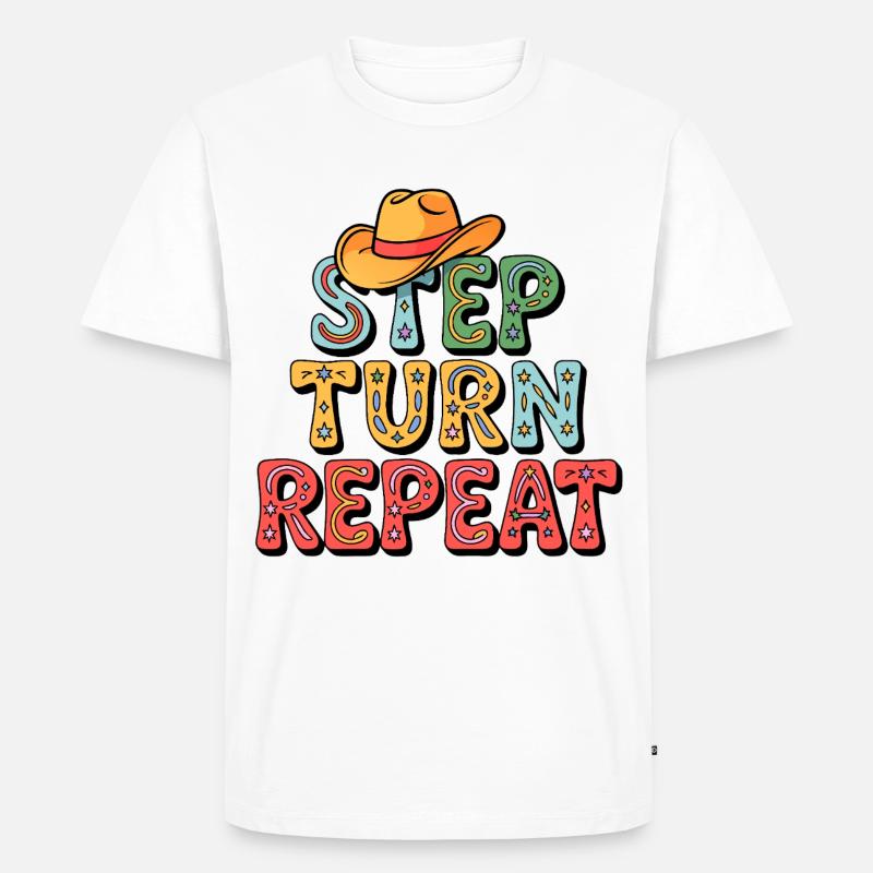 Line Dance Step Turn Repeat - Männer Premium Bio T-Shirt - Weiß
