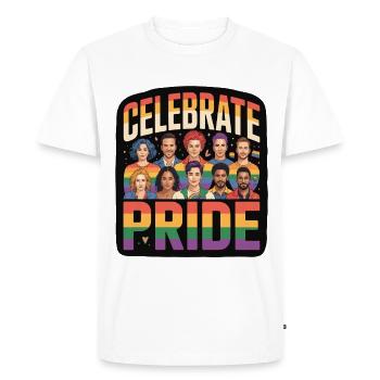 Célébrez la Fierté Arc-en-ciel LGBTQ - T-shirt Premium bio Homme - blanc - Devant - Nico (187cm)