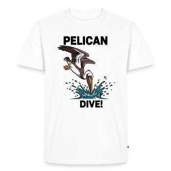 Pélican Brun Plongeon Mer Dive Pelican - T-shirt Premium bio Homme - blanc - Devant - Nico (187cm)