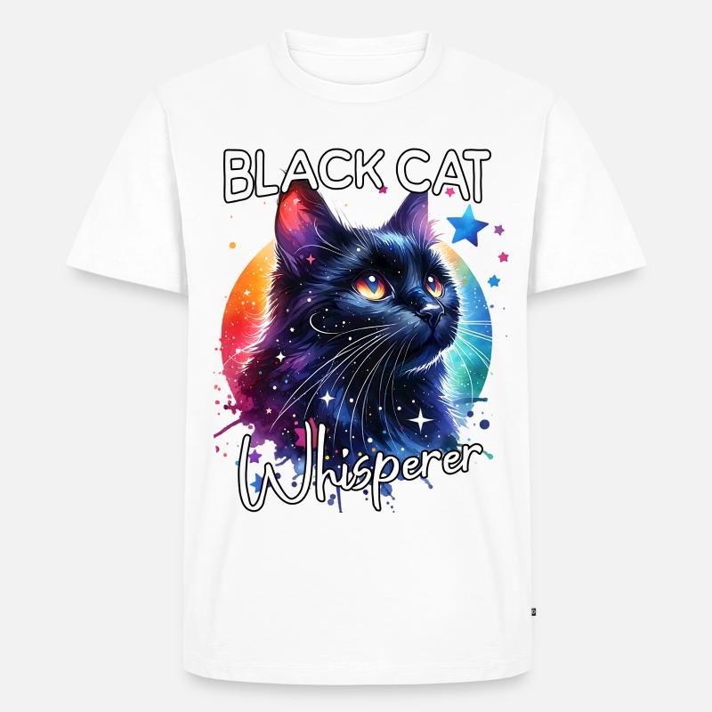 Schwarze Katze Flüsterer - Männer Premium Bio T-Shirt - Weiß