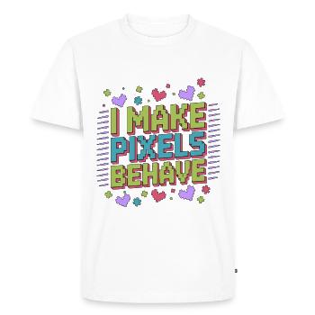 Graphiste Designer I Make Pixels Graphiste - T-shirt Premium bio Homme - blanc - Devant - Nico (187cm)