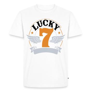Lucky 7 – Design de motard personnalisable - T-shirt Premium bio Homme - blanc - Devant - Nico (187cm)
