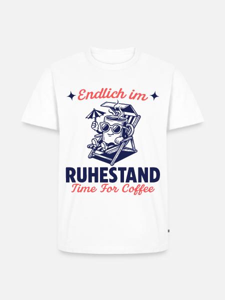Endlich im Ruhestand Zeit für Kaffee - Männer Premium Bio T-Shirt - Weiß
