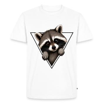 Raccoon in a triangle - Men's Premium Organic T-Shirt - white - Front - Nico (187cm)