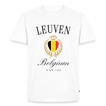 Lion Belgium Coat of Arms Crown – Travel Souvenir - Men's Premium Organic T-Shirt - white - Front - Nico (187cm)
