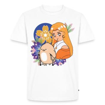 Anime Girl and Bird with Crutches Art - Men's Premium Organic T-Shirt - white - Front - Nico (187cm)