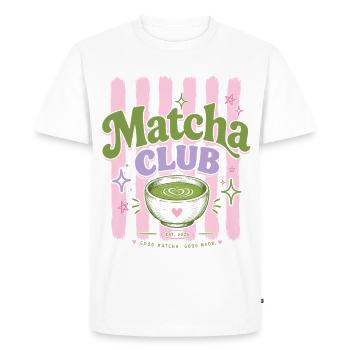 Matcha Club - Thé vert rétro esthétique - T-shirt Premium bio Homme - blanc - Devant - Nico (187cm)