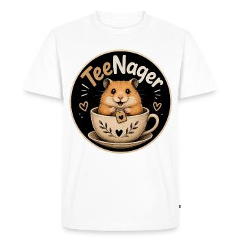 Soft Toy in Tea Mug Teenage Pun - Men's Premium Organic T-Shirt - white - Front - Nico (187cm)