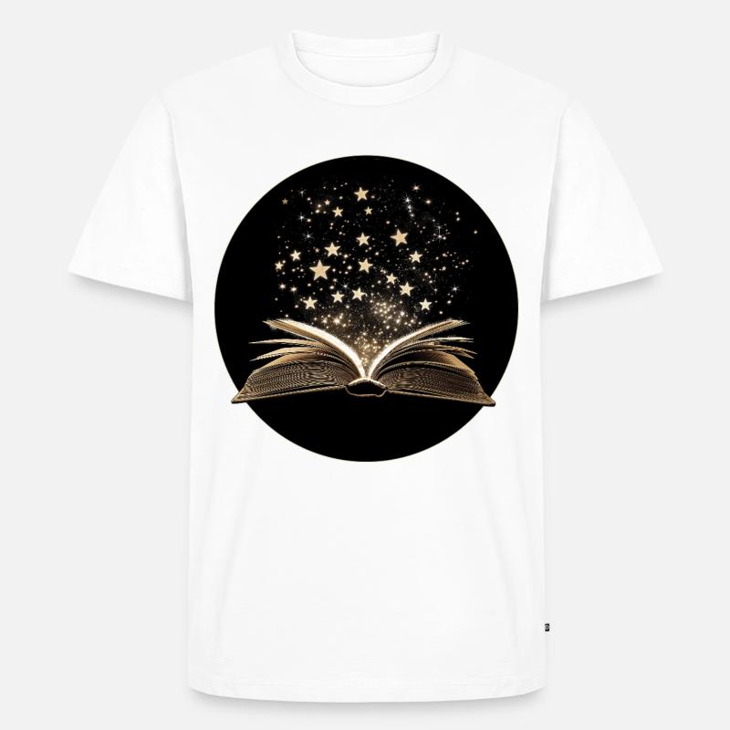 Buch mit Sternen - Männer Premium Bio T-Shirt - Weiß