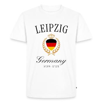 Leipzig Germany Coat of Arms Crown – Travel Souvenir - Men's Premium Organic T-Shirt - white - Front - Nico (187cm)
