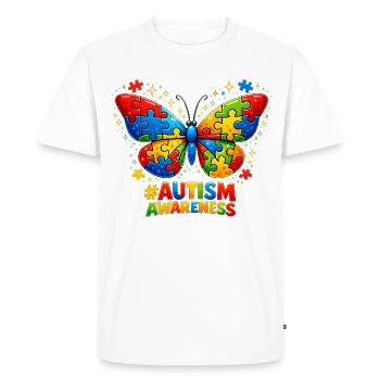 Autism Butterfly Color Puzzle Gift - Men's Premium Organic T-Shirt - white - Front - Nico (187cm)