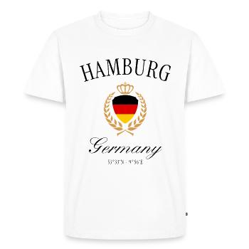 Hamburg Germany Coat of Arms Crown – Travel Souvenir - Men's Premium Organic T-Shirt - white - Front - Nico (187cm)