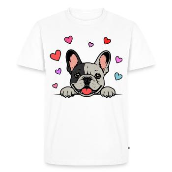 Französische_Bulldogge_Pfoten_mit_Herz_schwatzwei ß - Men's Premium Organic T-Shirt - white - Front - Nico (187cm)