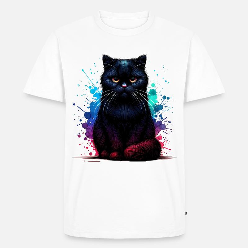 Schwarze Katze Geschenk - Männer Premium Bio T-Shirt - Weiß