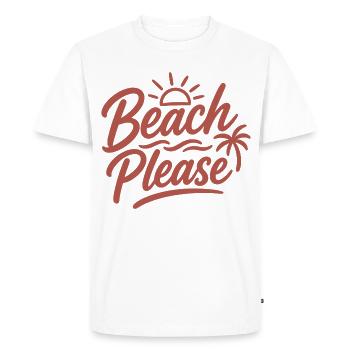 Plage, s’il vous plaît, Sunset Palm - T-shirt Premium bio Homme - blanc - Devant - Nico (187cm)