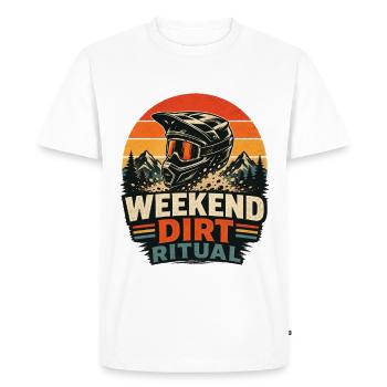 VTT Vélo Descendant Week-end Dirt Rituel - T-shirt Premium bio Homme - blanc - Devant - Nico (187cm)