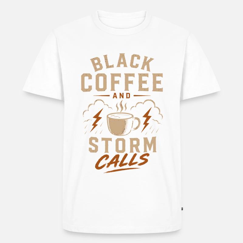 Lineman Strom Schwarzer Kaffee Und Sturm - Männer Premium Bio T-Shirt - Weiß