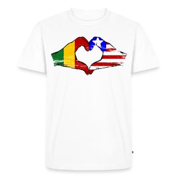 Mains du drapeau Mali du Libéria Mains de cœur utilisées - T-shirt Premium bio Homme - blanc - Devant - Nico (187cm)