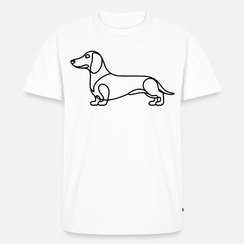 Dackel Lineart - Männer Premium Bio T-Shirt - Weiß
