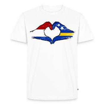 Holland_Curaçao_Flagge_Haende_Herzform_used - Men's Premium Organic T-Shirt - white - Front - Nico (187cm)