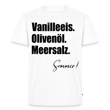Glace à la vanille Huile d’olive d’été - T-shirt Premium bio Homme - blanc - Devant - Nico (187cm)